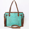 ADBG974 Alligator Embossed Genuine Leather Western Crossbody Tote with Tassels