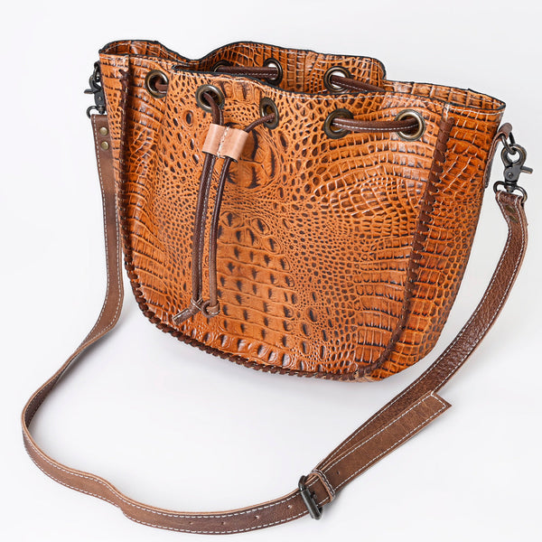 ADBG975 American Darling Crocodile Embossed Western Leather Bucket Bag