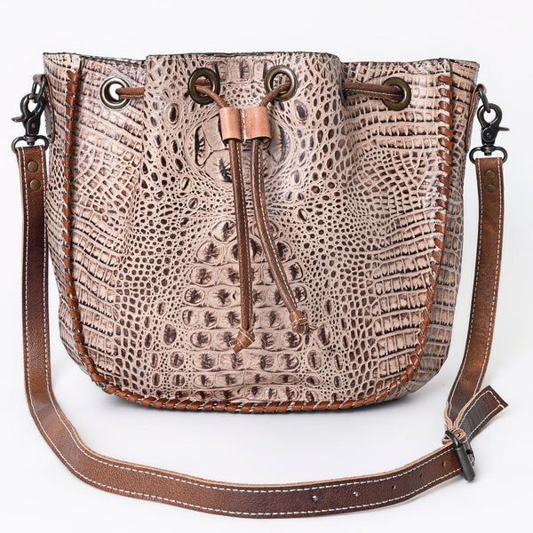 ADBG975 American Darling Crocodile Embossed Western Leather Bucket Bag