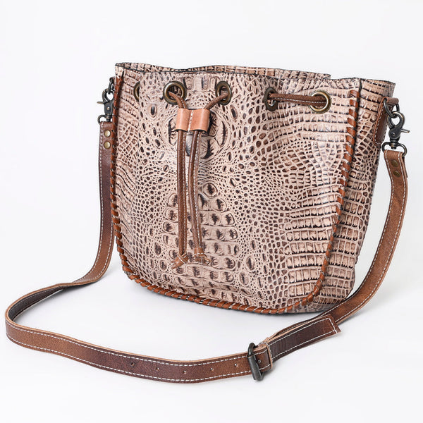 ADBG975 American Darling Crocodile Embossed Western Leather Bucket Bag
