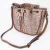 ADBG975 American Darling Crocodile Embossed Western Leather Bucket Bag