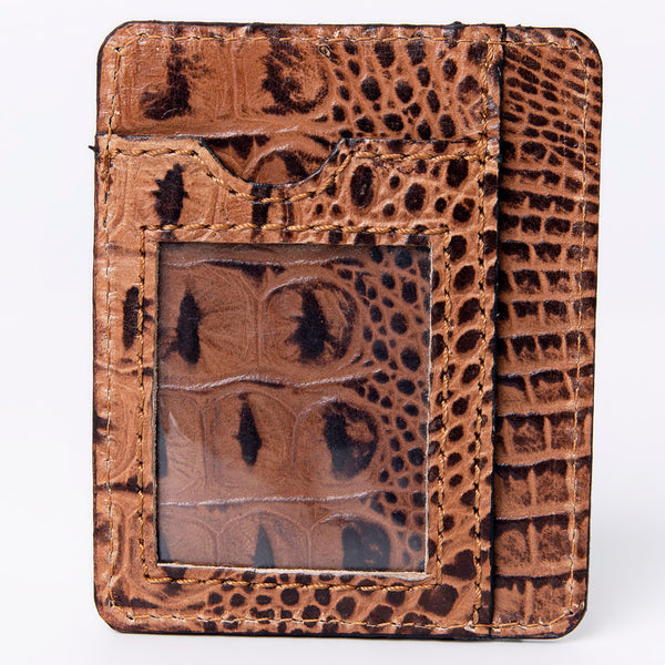 ADBG976 American Darling Crocodile Embossed Western Leather Card-Holder