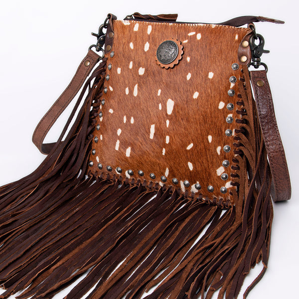ADBG981 Hair-On Cowhide Leather Crossbody Fringe Bag Western Handcrafted by American Darling