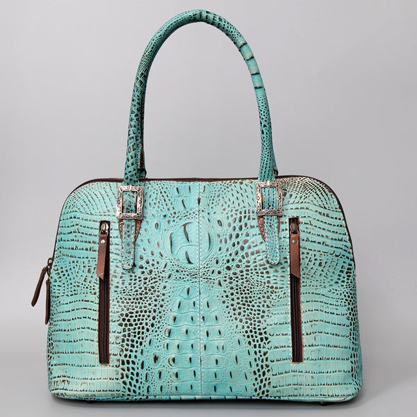 ADBG986 Croc Embossed Leather Western Tote Bag Structured Handbag by American Darling