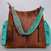ADBG991 American Darling Crocodile Embossed Western Leather Cross body Bag with Saddle Blanket