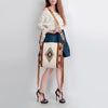 ADBG905 Southwestern Wool Blanket & Tooled Leather Strap Crossbody Bag by American Darling