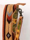 ADBG905 Southwestern Wool Blanket & Tooled Leather Strap Crossbody Bag by American Darling