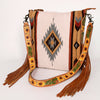ADBG905 Southwestern Wool Blanket & Tooled Leather Strap Crossbody Bag by American Darling