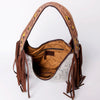 ADBGA299 American Darling Hair-On Cowhide & Fringed Hand Tooled Leather Hobo Bag