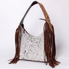 ADBGA299 American Darling Hair-On Cowhide & Fringed Hand Tooled Leather Hobo Bag