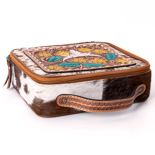 ADBGA300 American Darling Western Hand Tooled Leather Hair-On Cowhide Jewelry Case