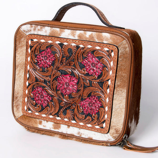 ADBGA300 American Darling Western Hand Tooled Leather Hair-On Cowhide Jewelry Case