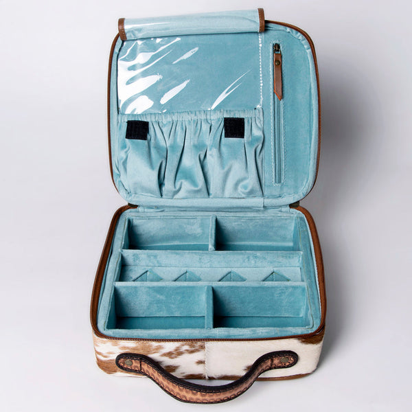 ADBGA300 American Darling Western Hand Tooled Leather Hair-On Cowhide Jewelry Case