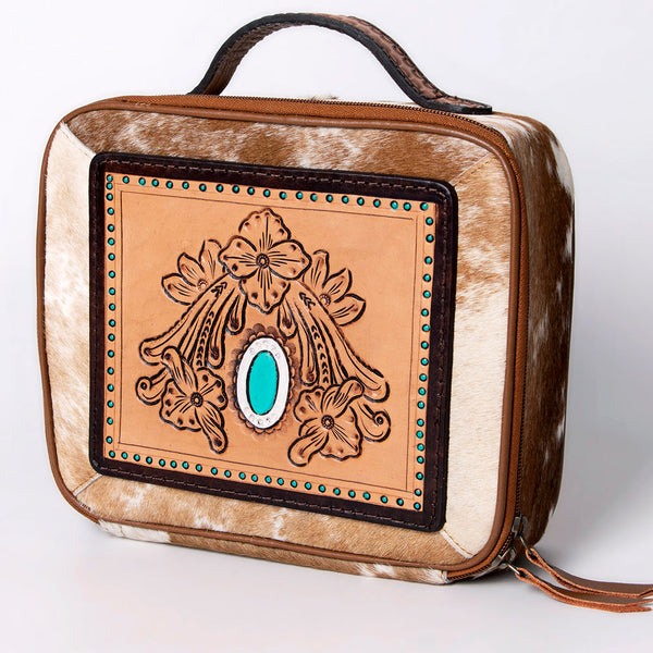 ADBGA300 American Darling Western Hand Tooled Leather Hair-On Cowhide Jewelry Case
