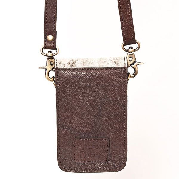 ADBGF110 Western Cellphone Holder - Genuine Leather Bag with Hair-On Hide & Tooling