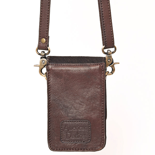ADBGF110 Western Cellphone Holder - Genuine Leather Bag with Hair-On Hide & Tooling