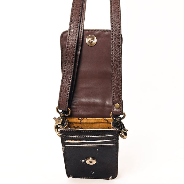 ADBGF110 Western Cellphone Holder - Genuine Leather Bag with Hair-On Hide & Tooling