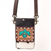 ADBGF110 Western Cellphone Holder - Genuine Leather Bag with Hair-On Hide & Tooling