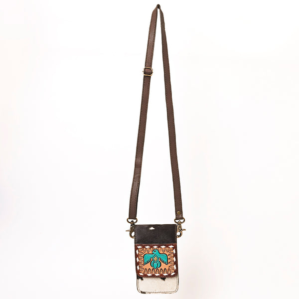 ADBGF110 Western Cellphone Holder - Genuine Leather Bag with Hair-On Hide & Tooling