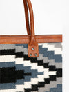 LC-ADBGZ650 Southwestern Wool Tote Bag with Leather Trim - Large Aztec Travel Shoulder Bag