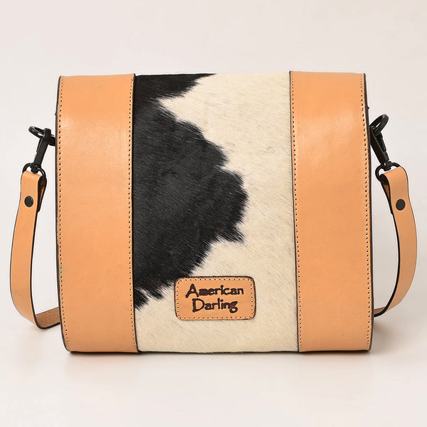 LC-ADBGZ651 Hand-Tooled Leather and Cowhide Crossbody Bag - Western Cowgirl Shoulder Purse
