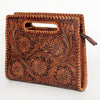 LC-ADBGZ661 Hand-Tooled Leather Floral Clutch with Cut-Out Handle - Western Cowgirl Purse