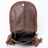 ADBGM262 Braided Fringe Messenger Bag - Genuine Leather with Turquoise Concho