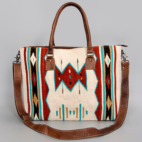 ADBG1002 American Darling Handwoven Saddle Blanket Western Tote Bag Leather Strap