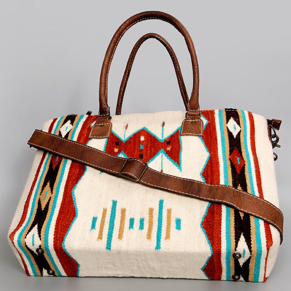 ADBG1002 American Darling Handwoven Saddle Blanket Western Tote Bag Leather Strap
