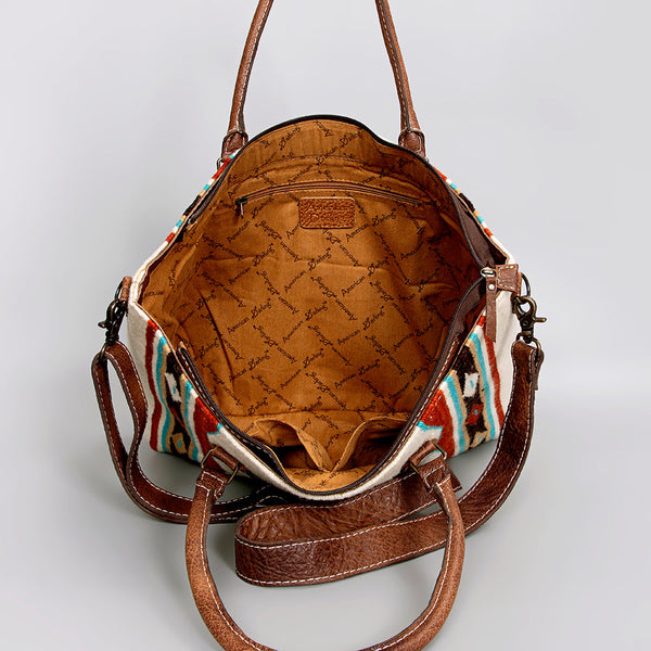 ADBG1002 American Darling Handwoven Saddle Blanket Western Tote Bag Leather Strap