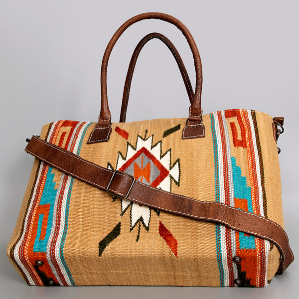 ADBG1002 American Darling Handwoven Saddle Blanket Western Tote Bag Leather Strap