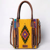 ADBG1003 American Darling Handwoven Saddle Blanket Western Tote Bag Genuine Leather Straps