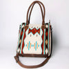 ADBG1003 American Darling Handwoven Saddle Blanket Western Tote Bag Genuine Leather Straps