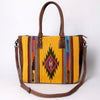 ADBG1005 American Darling Handwoven Saddle Blanket Tote Bag Genuine Leather Trim