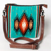 ADBG1006 American Darling Handwoven Saddle Blanket Large Crossbody Bag Genuine Leather