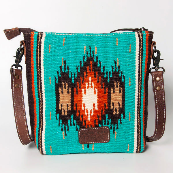 ADBG1006 American Darling Handwoven Saddle Blanket Large Crossbody Bag Genuine Leather