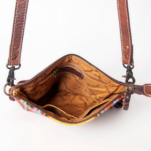 ADBG1007 American Darling Handwoven Saddle Blanket Fringe Crossbody Bag Genuine Leather