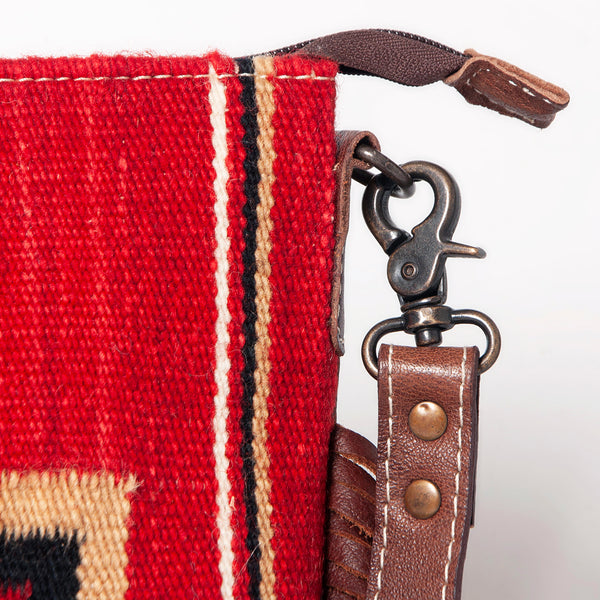 ADBG1007 American Darling Handwoven Saddle Blanket Fringe Crossbody Bag Genuine Leather