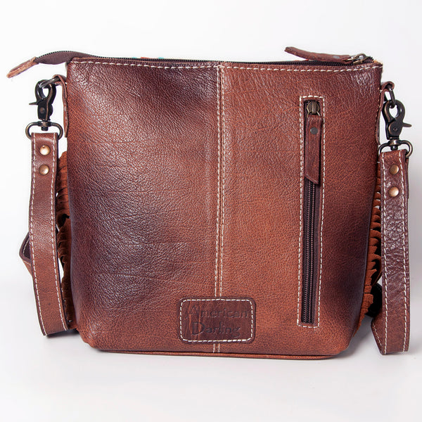 ADBG1007 American Darling Handwoven Saddle Blanket Fringe Crossbody Bag Genuine Leather