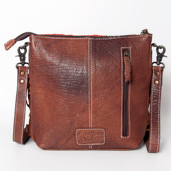 ADBG1007 American Darling Handwoven Saddle Blanket Fringe Crossbody Bag Genuine Leather