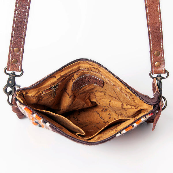 ADBG1007 American Darling Handwoven Saddle Blanket Fringe Crossbody Bag Genuine Leather