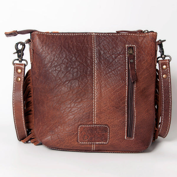 ADBG1007 American Darling Handwoven Saddle Blanket Fringe Crossbody Bag Genuine Leather