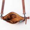 ADBG1007 American Darling Handwoven Saddle Blanket Fringe Crossbody Bag Genuine Leather