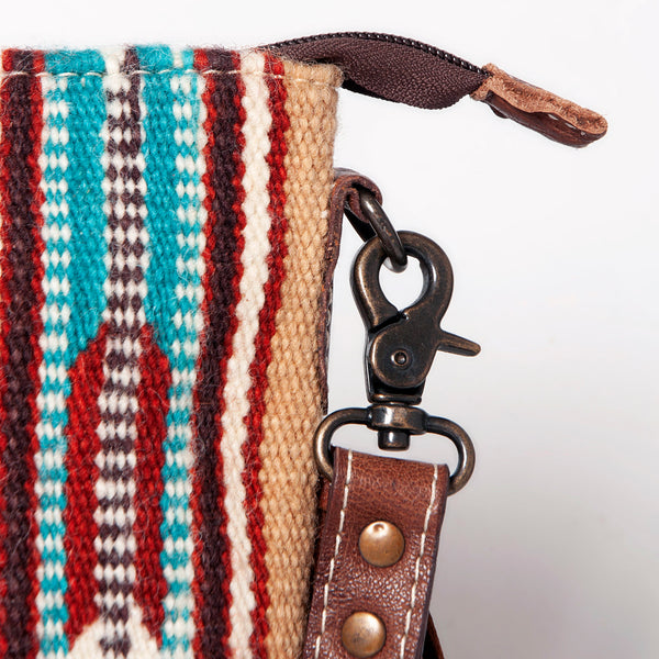 ADBG1007 American Darling Handwoven Saddle Blanket Fringe Crossbody Bag Genuine Leather