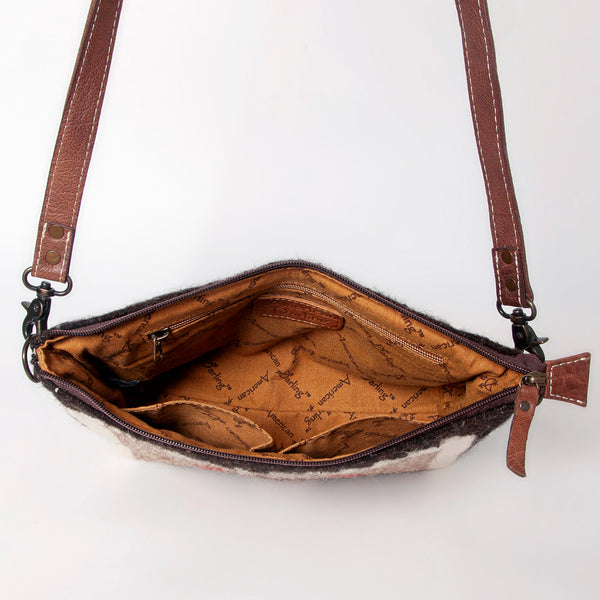 ADBG1008 American Darling Handwoven Saddle Blanket Crossbody Bag Genuine Leather Trim