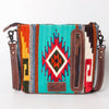 ADBG1009 American Darling Handwoven Saddle Blanket Crossbody Bag Genuine Leather