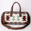 ADBG1012 American Darling Handwoven Saddle Blanket Leather Duffle Bag Western Travel Tote