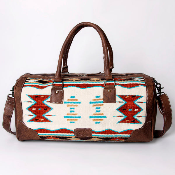 ADBG1012 American Darling Handwoven Saddle Blanket Leather Duffle Bag Western Travel Tote