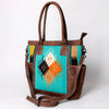 ADBG1013 American Darling Handwoven Saddle Blanket Leather Tote Bag Western Style