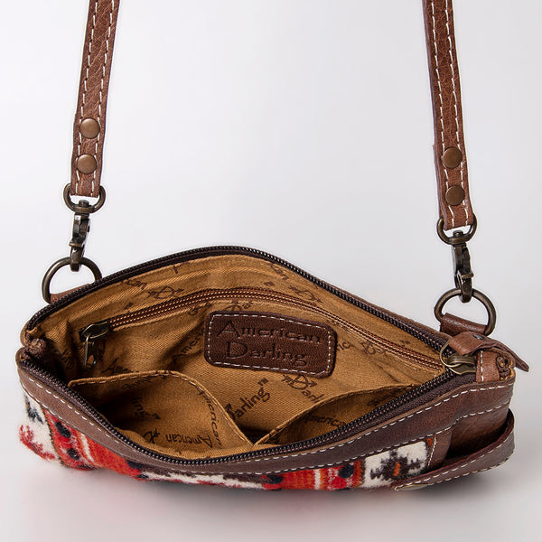ADBG1014 American Darling Handwoven Saddle Blanket Leather Small Crossbody HandBag Western Style